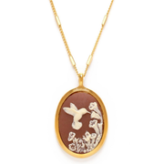 Vintage Hummingbird Cameo Necklace