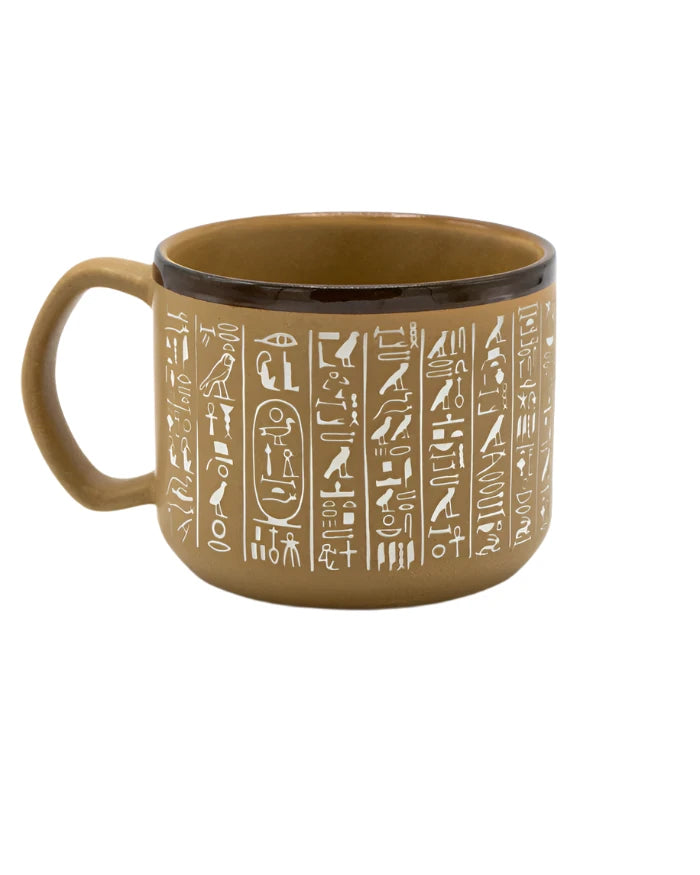 Hieroglyphics Hand Carved Ceramic Mug
