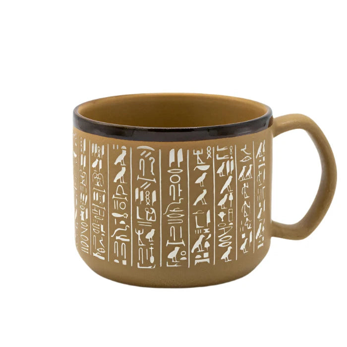 Hieroglyphics Hand Carved Ceramic Mug