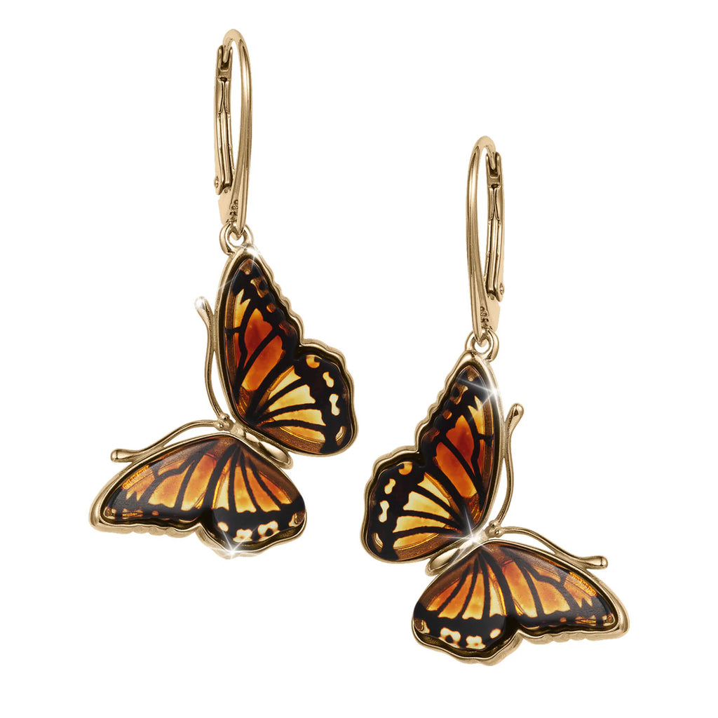 Amber Monarch Butterfly Earrings $95.00