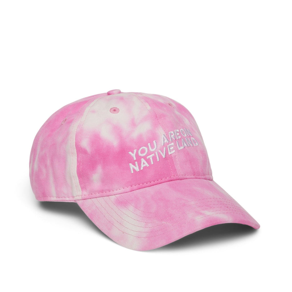You Are On Native Land Organic Pink Tie Dye Hat