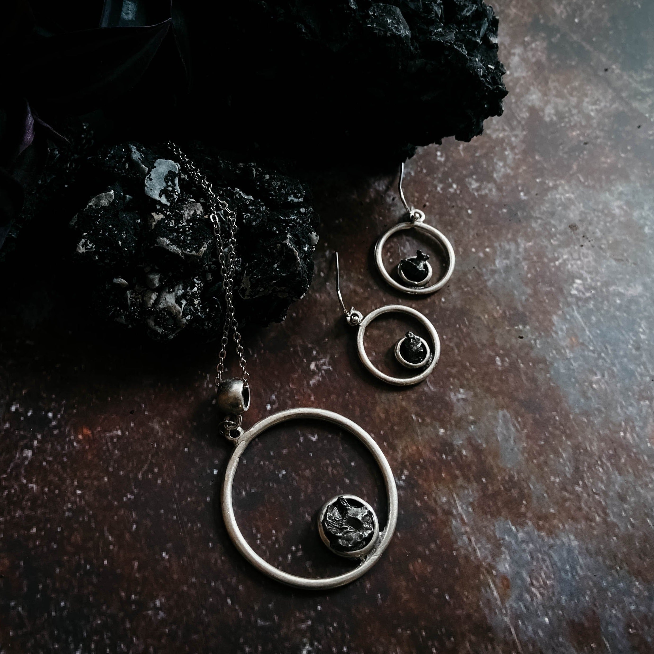 Circle Meteorite Jewelry Set