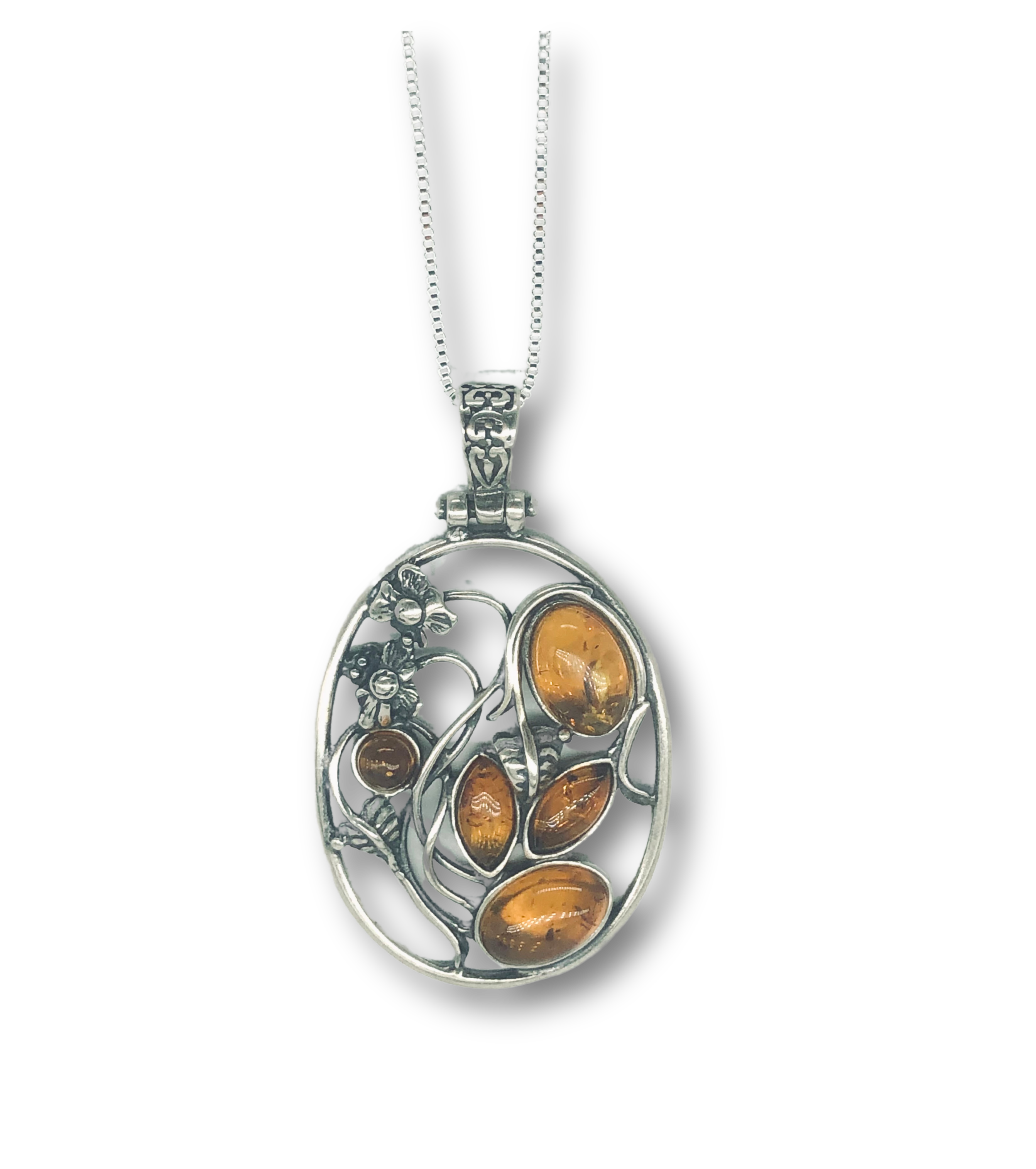Amber Oval Flower Necklace