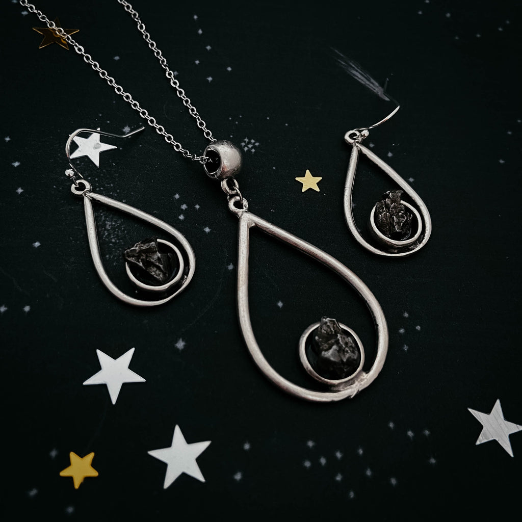 Teardrop Meteorite Jewelry Set