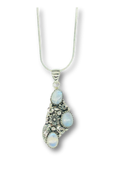 Rainbow Moonstone Flower Necklace