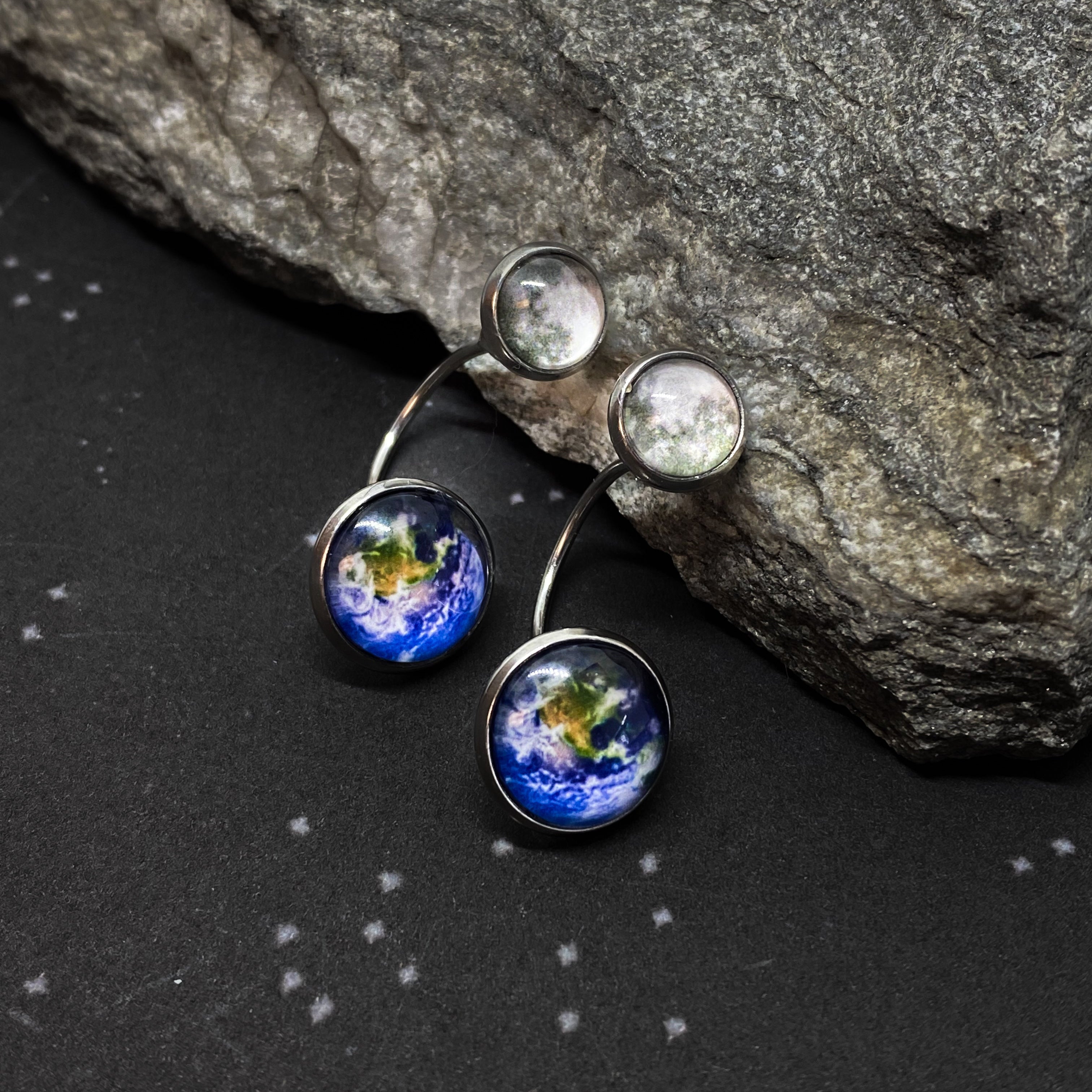 Earth and Moon Ear Jacket Earrings