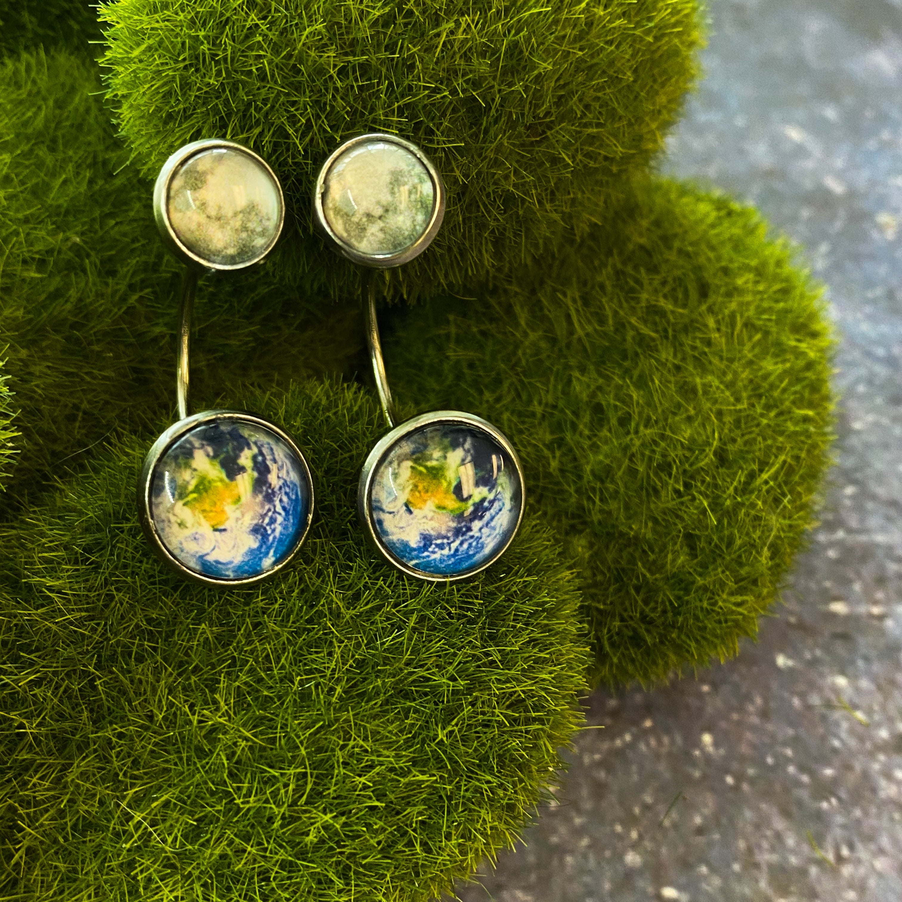 Earth and Moon Ear Jacket Earrings