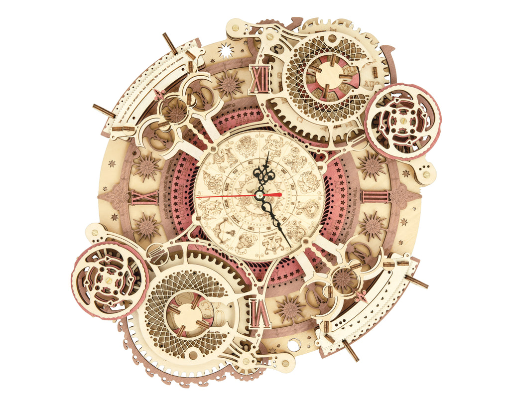 Zodiac Wall Clock Mechanical Wooden Puzzle