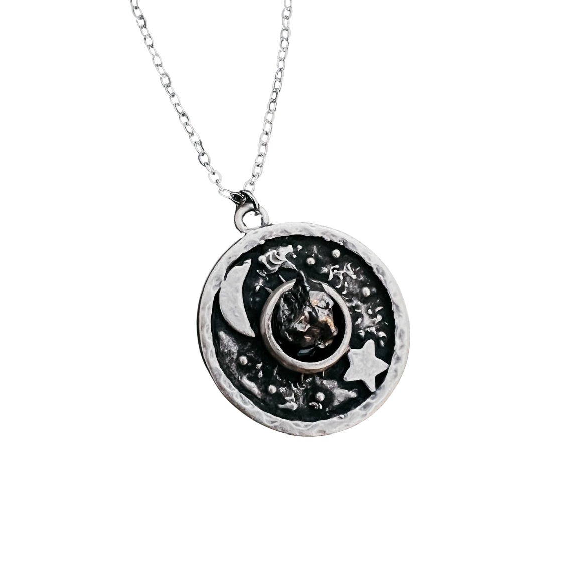 Night Sky Pendant Necklace with Authentic Meteorite