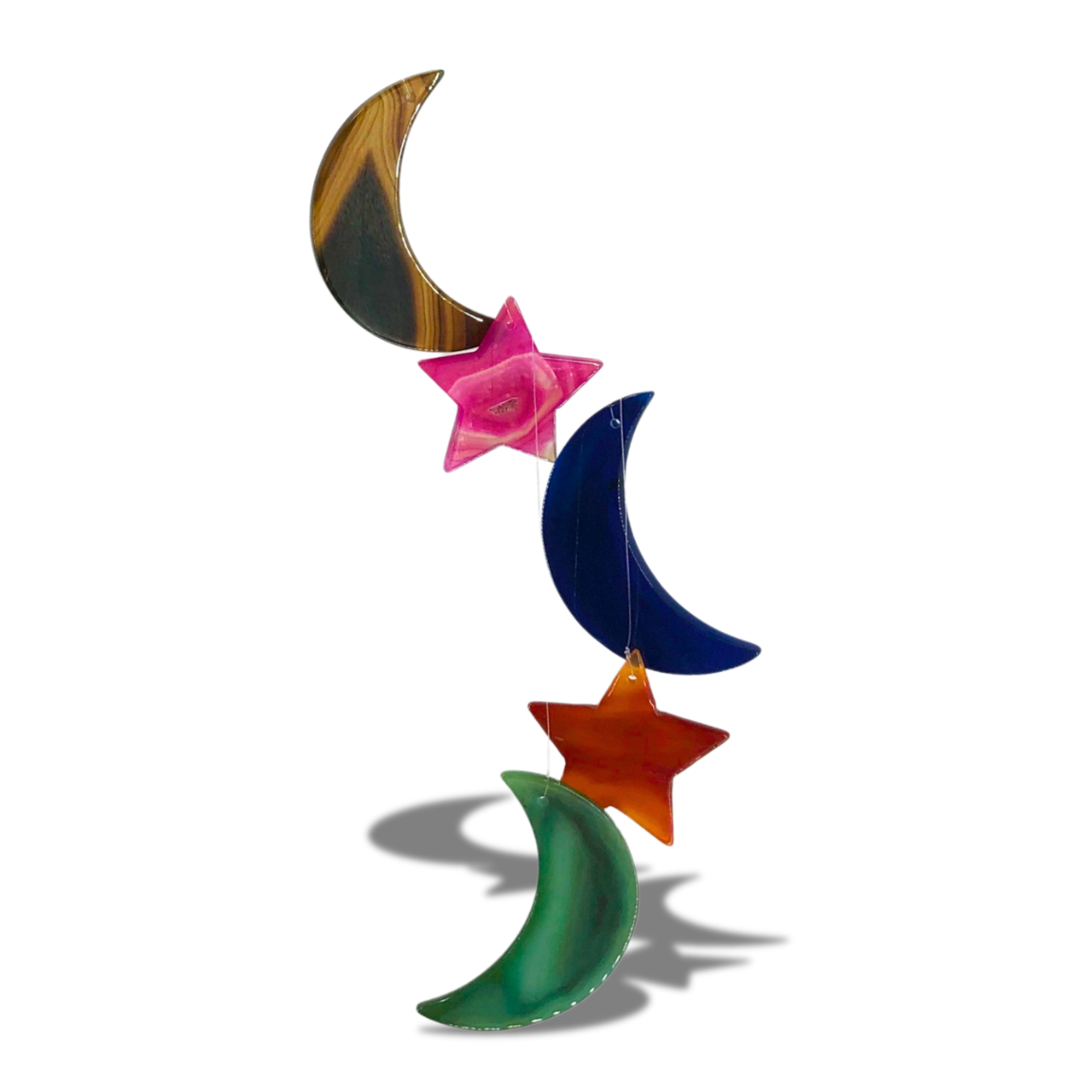 Rainbow Agate Moon and Star Wind Chime