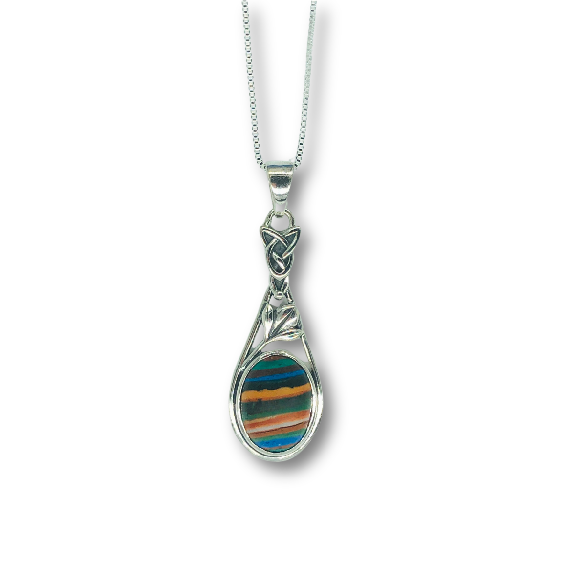 Rainbow Calsilica Flower Necklace