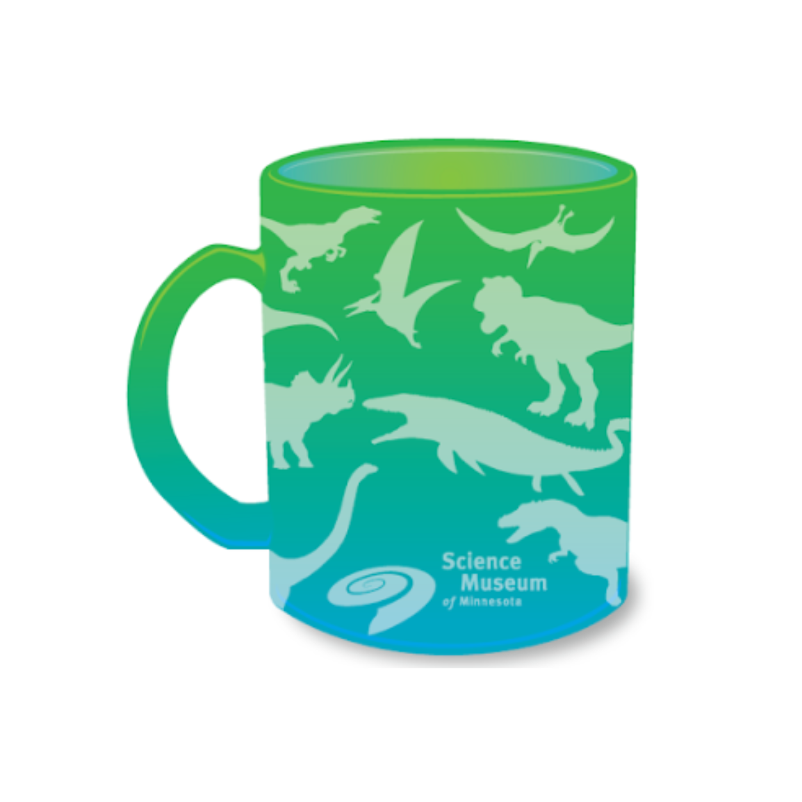 Science Museum of Minnesota Frosted Glass Dinosaur Mug