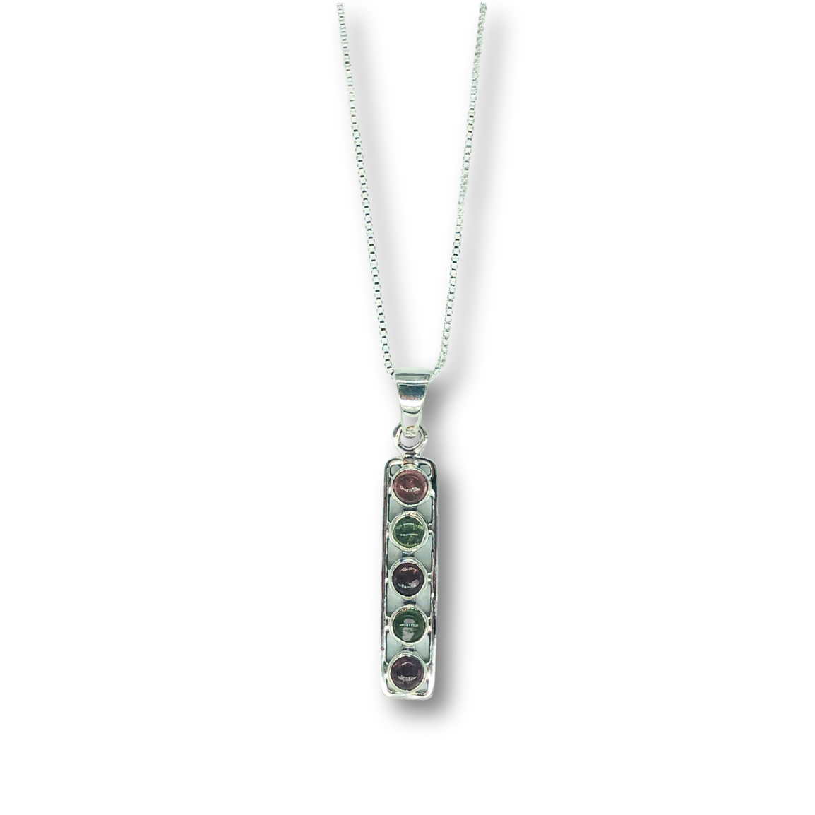 Watermelon Tourmaline Bar Necklace