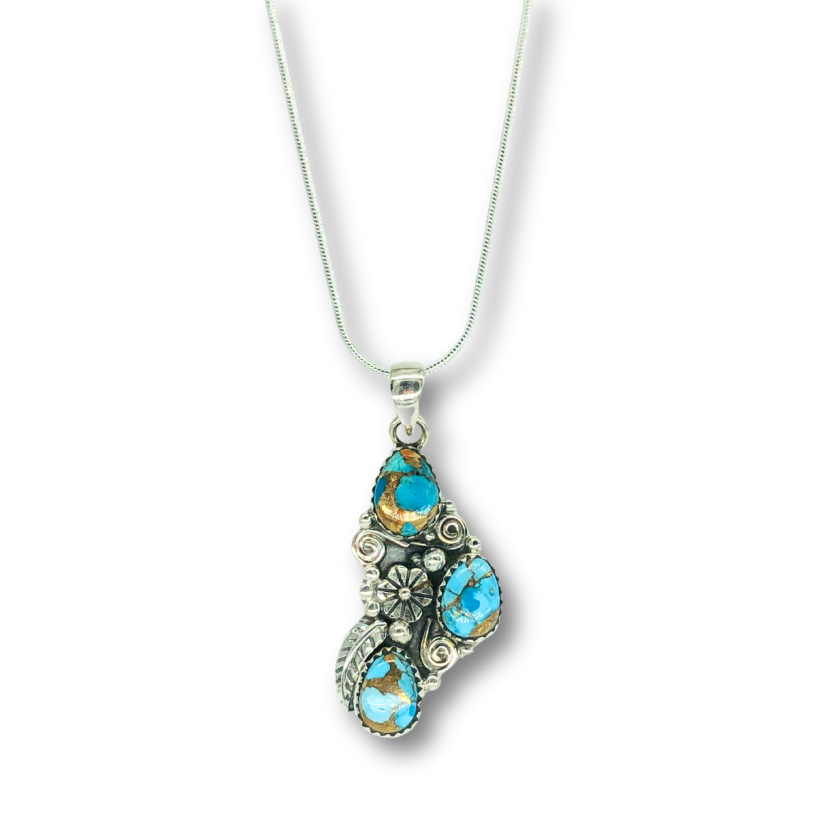 Copper Turquoise Flower Necklace
