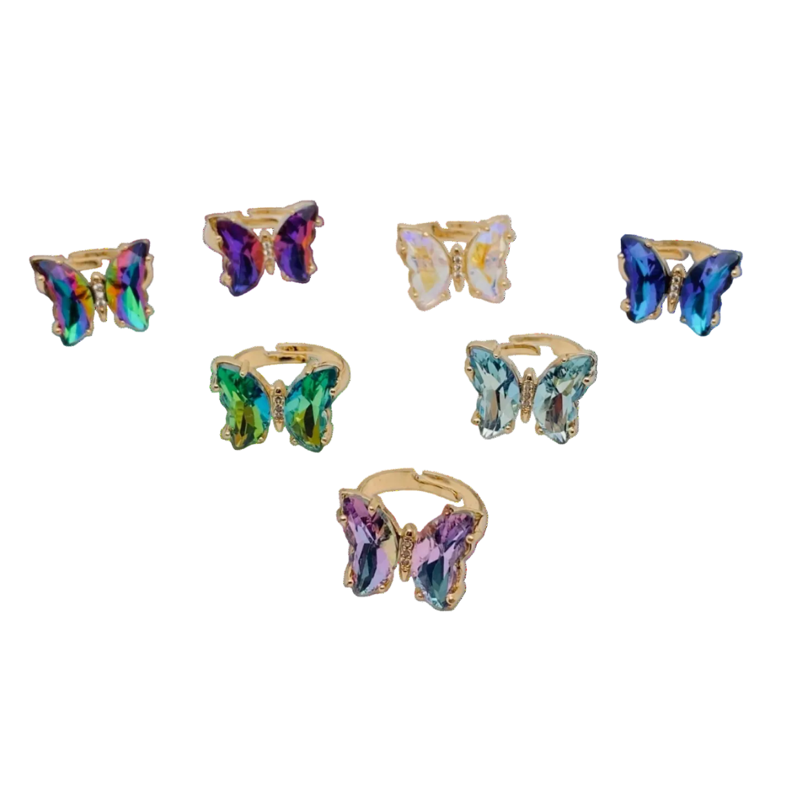 Gradient Glass Butterfly Ring