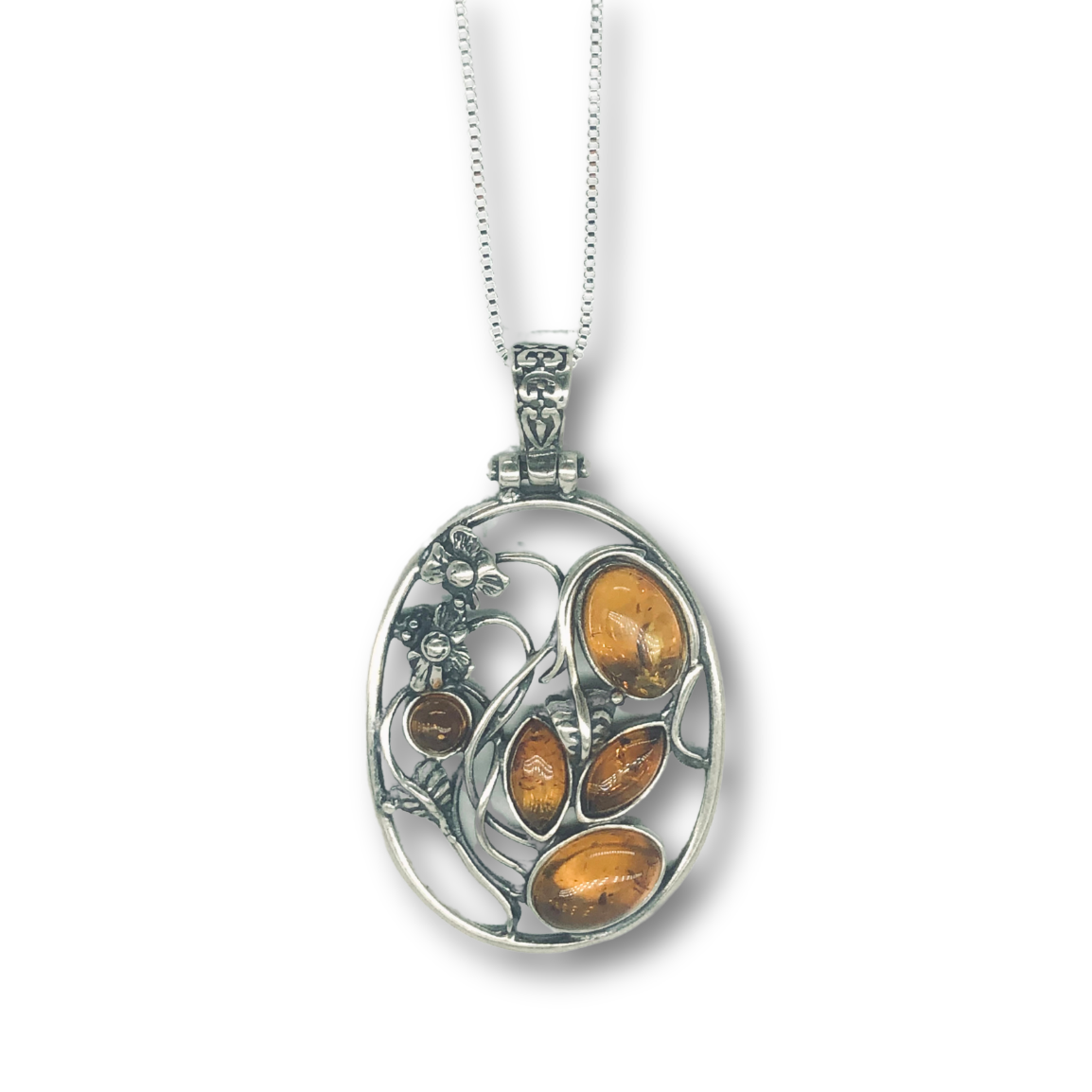 Amber Oval Flower Necklace