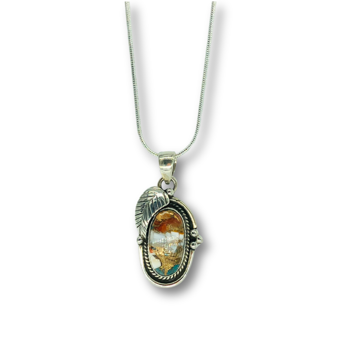 Spiny Oyster Turquoise Leaf Necklace