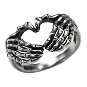 Skeletal Hand Heart Ring