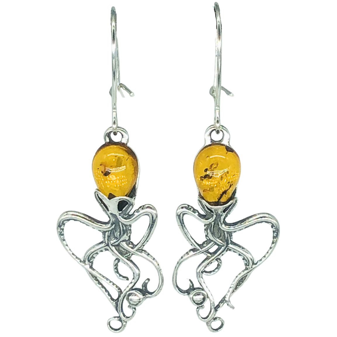 Amber Octopus Earrings