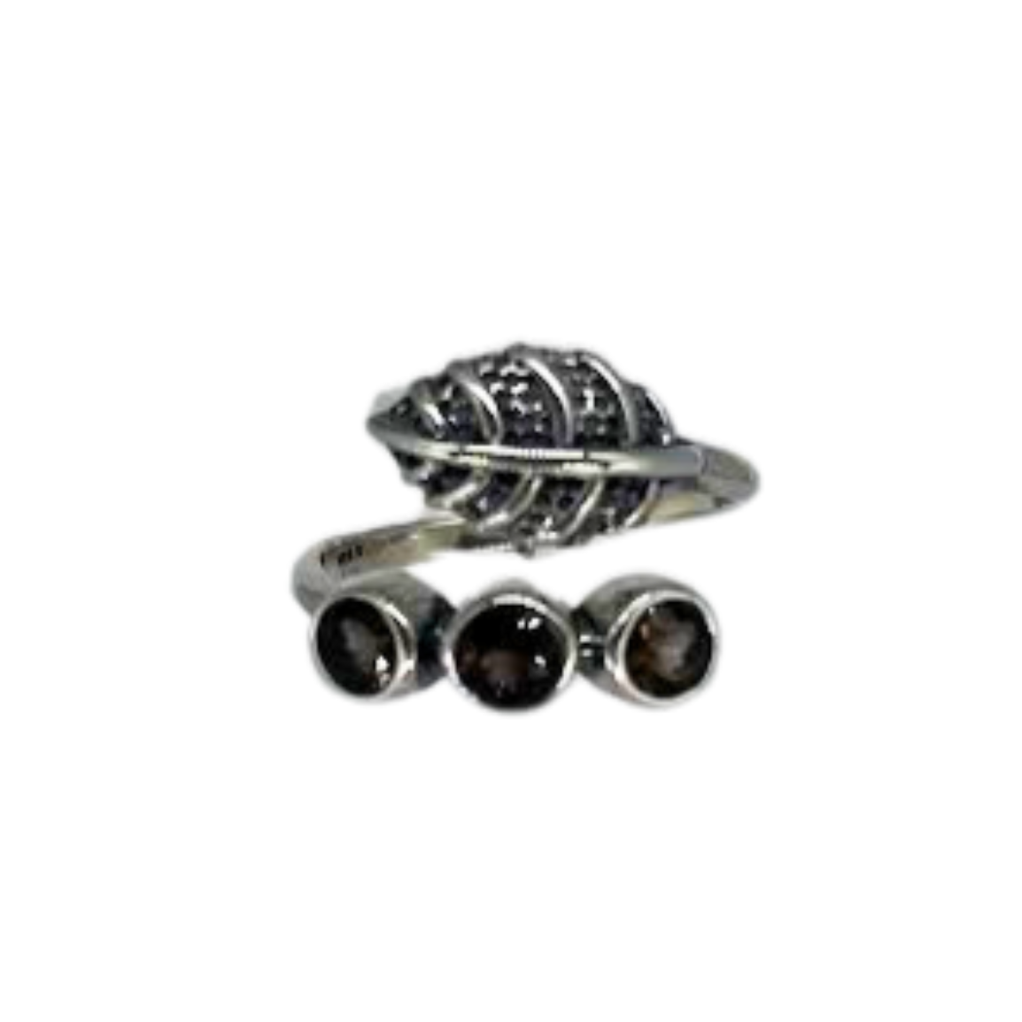 Smoky Quartz Leaf Wrap Ring