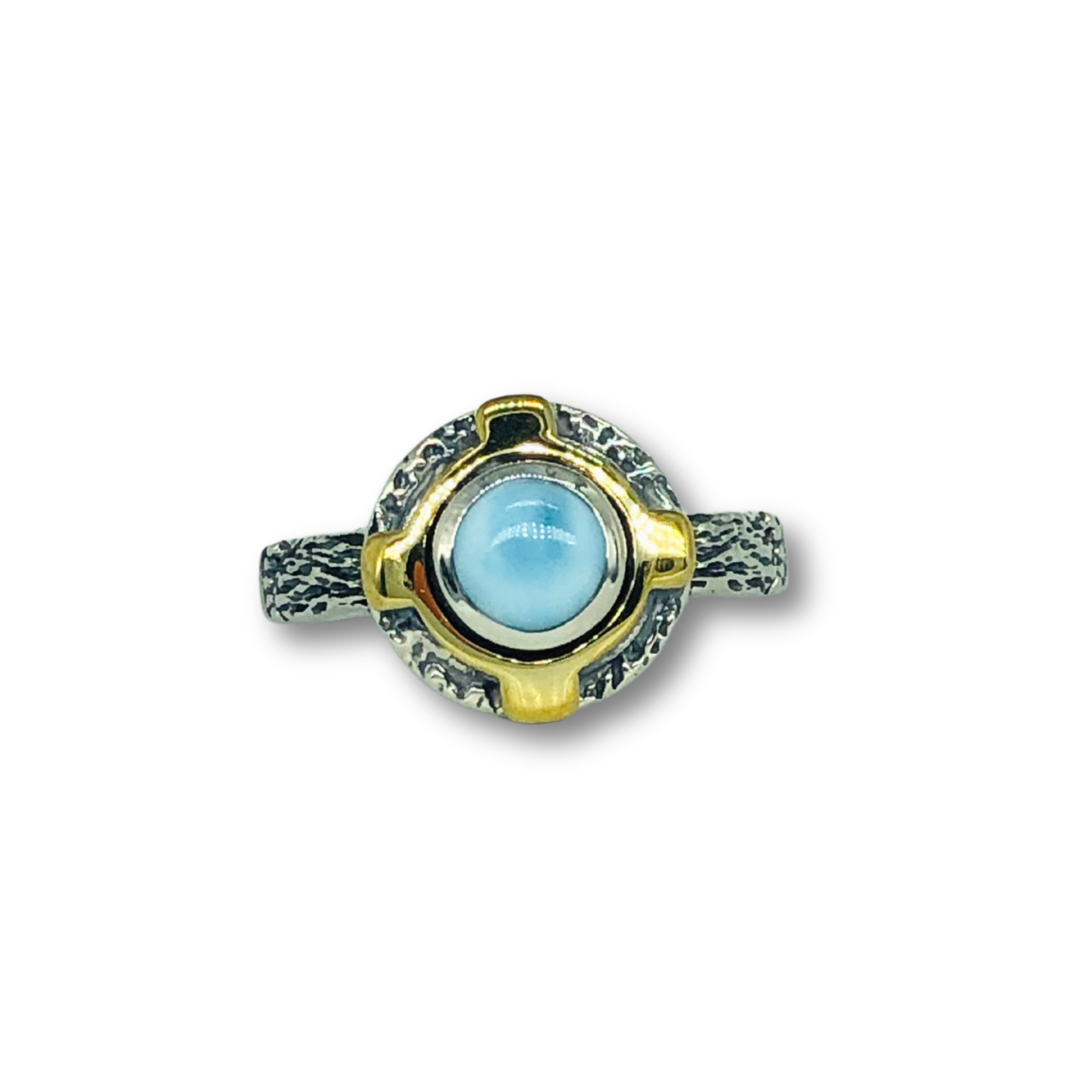 Embossed Larimar Ring