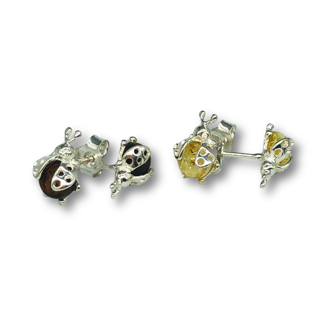 Amber Ladybug Studs