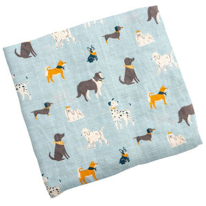 Muslin Dog Print Baby Blanket