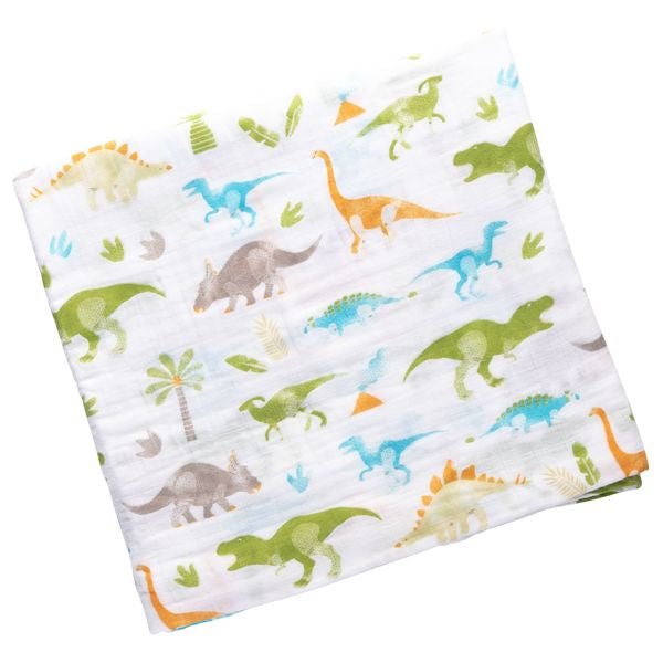 Muslin Dinosaur Print Baby Blanket