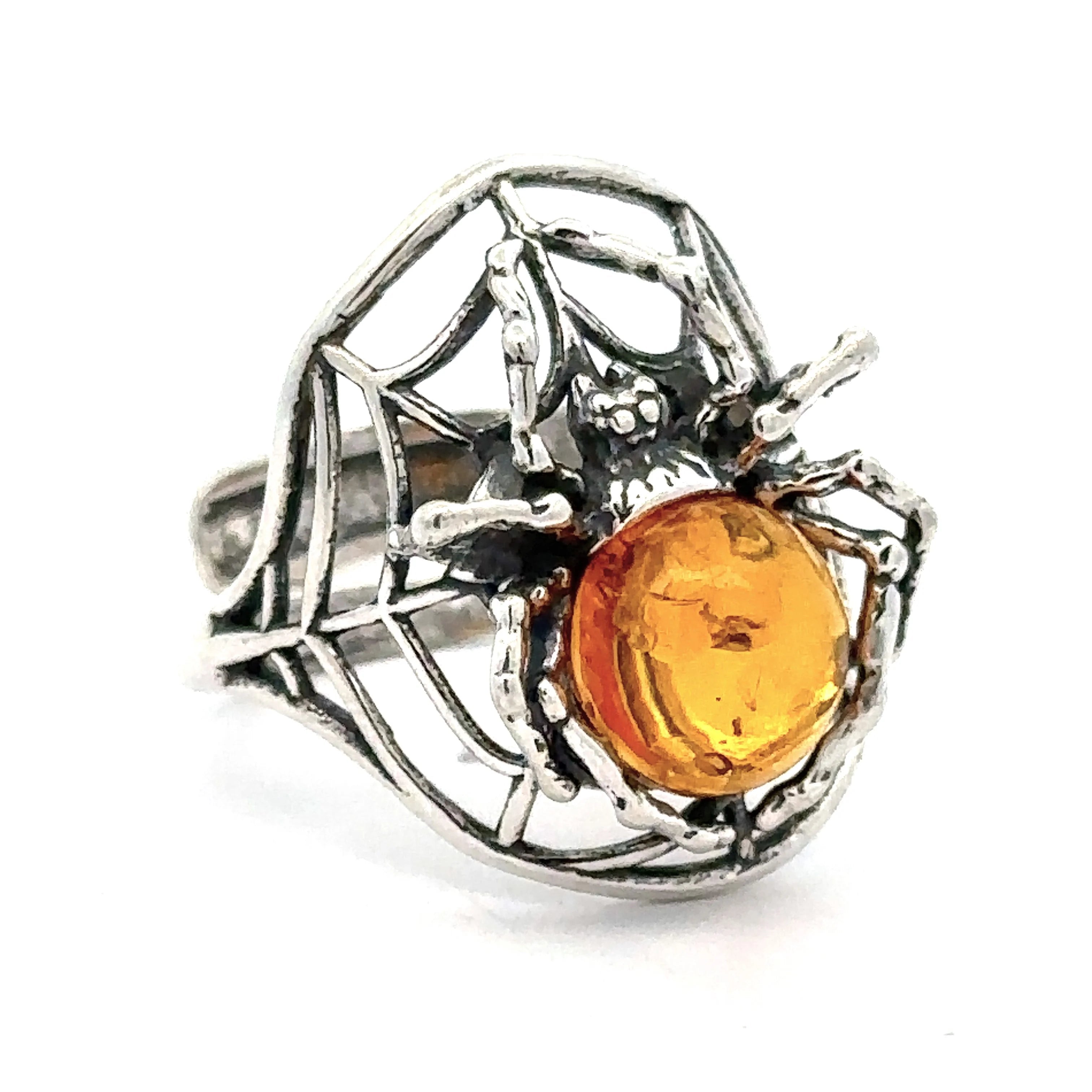 Amber Spider Ring