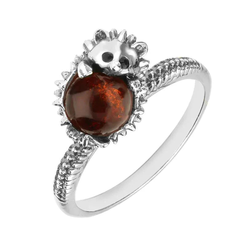 Amber Hedgehog Ring