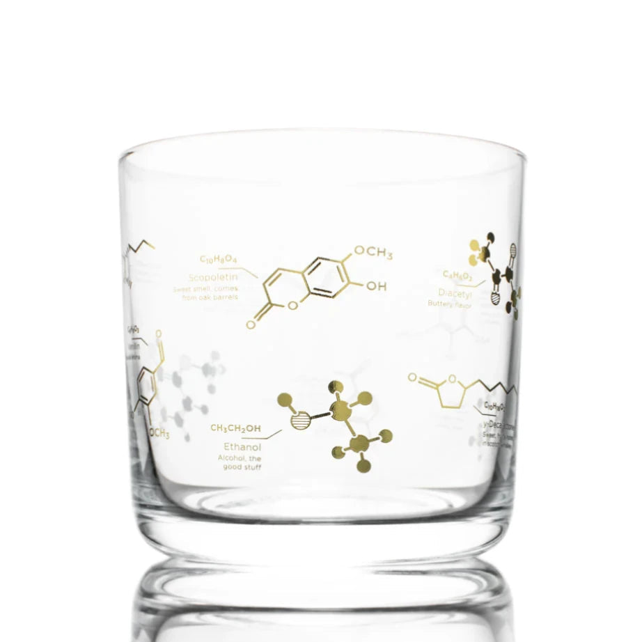 Chemistry of Whiskey Gold Lowball Rocks Glasses
