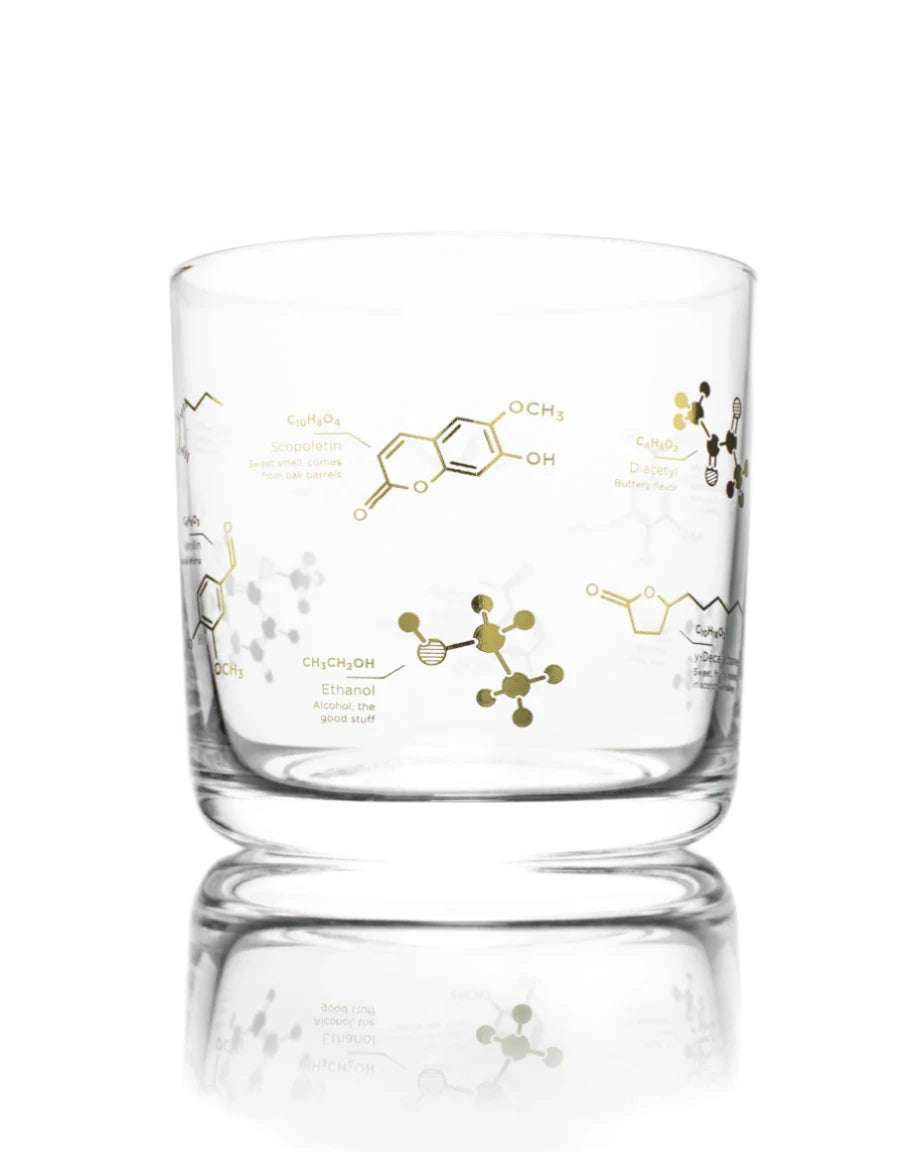 Chemistry of Whiskey Gold Lowball Rocks Glasses