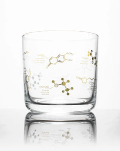 Chemistry of Whiskey Gold Lowball Rocks Glasses