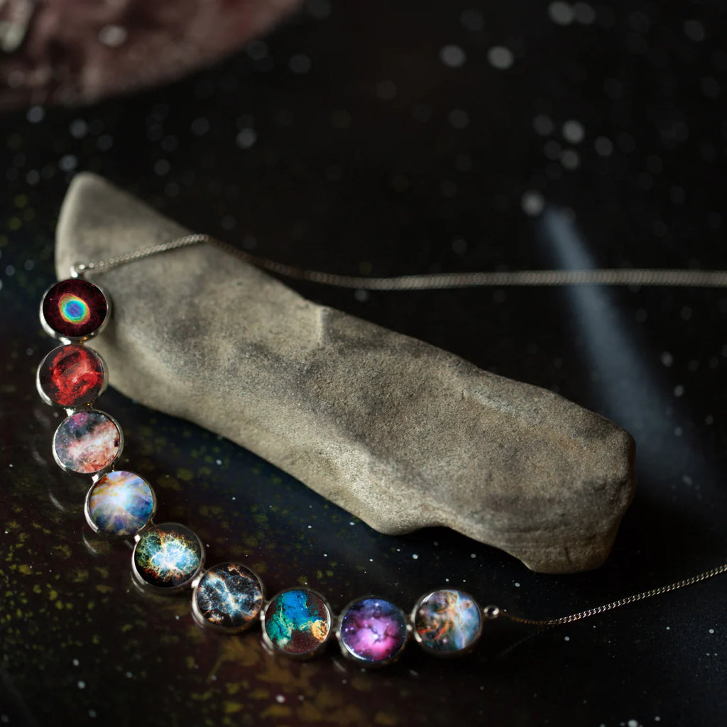 Curved Nebula Rainbow Necklace