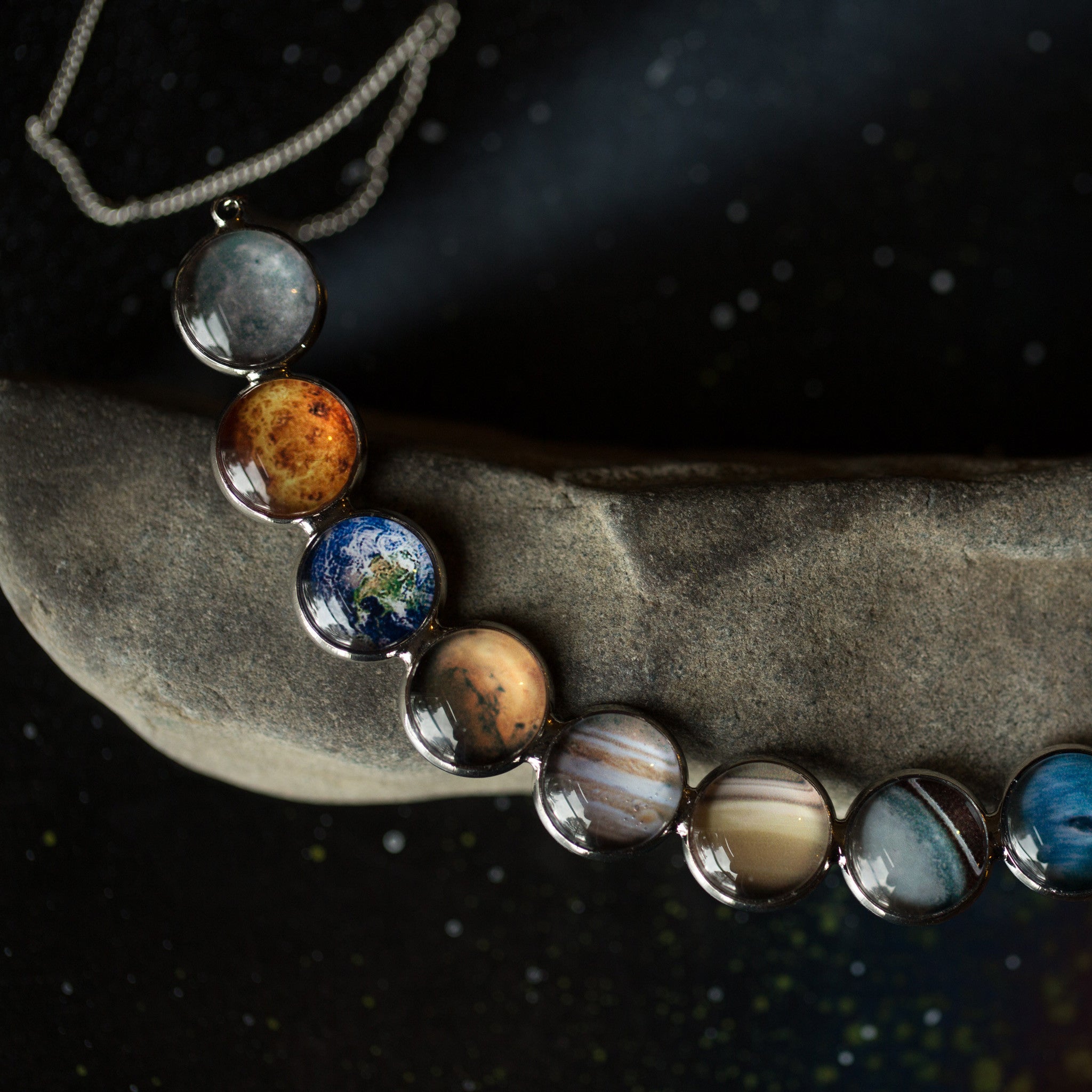 Curved Solar System Necklace