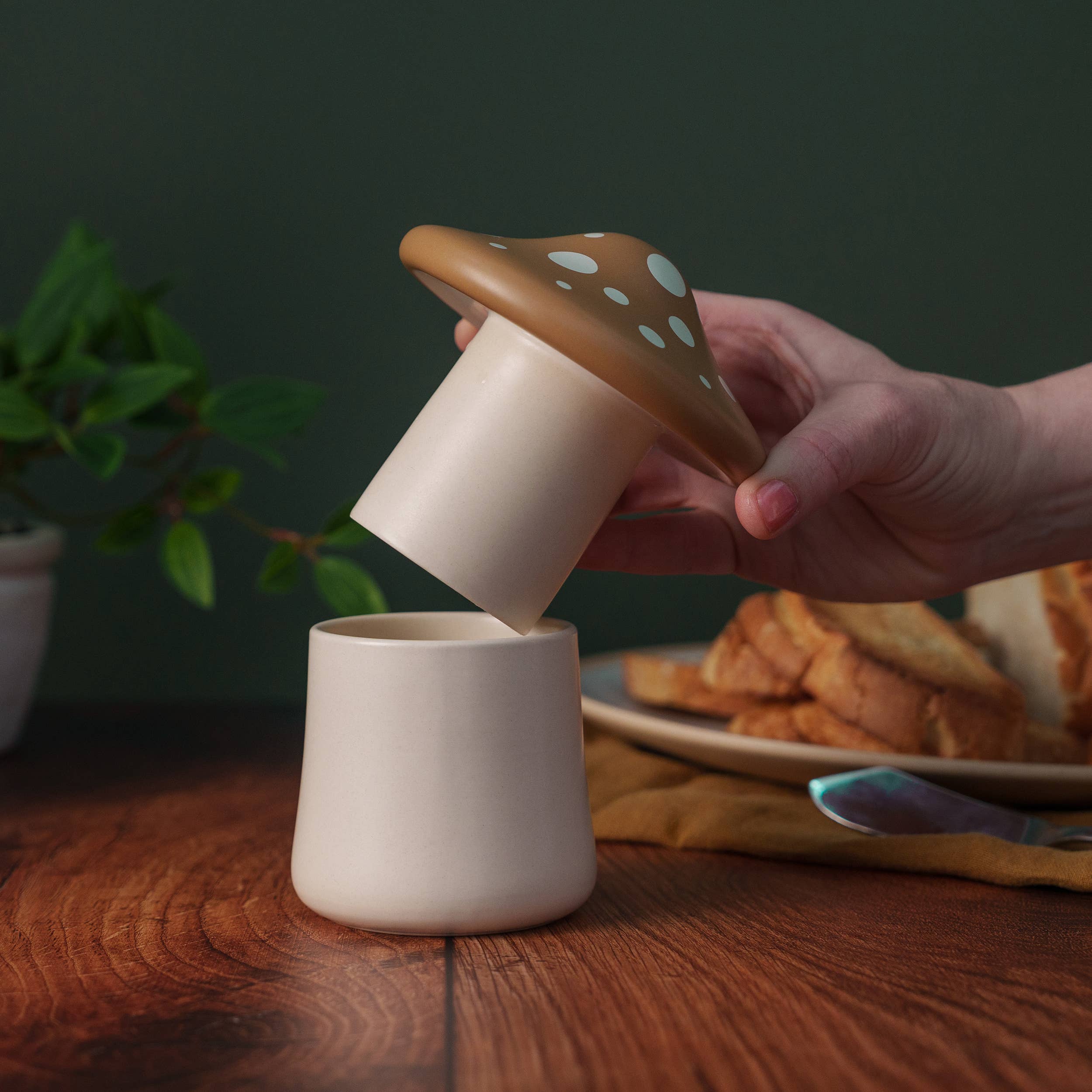 Forage Butter Storage Ceramic Mushroom