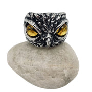 Yellow Owl Face Ring