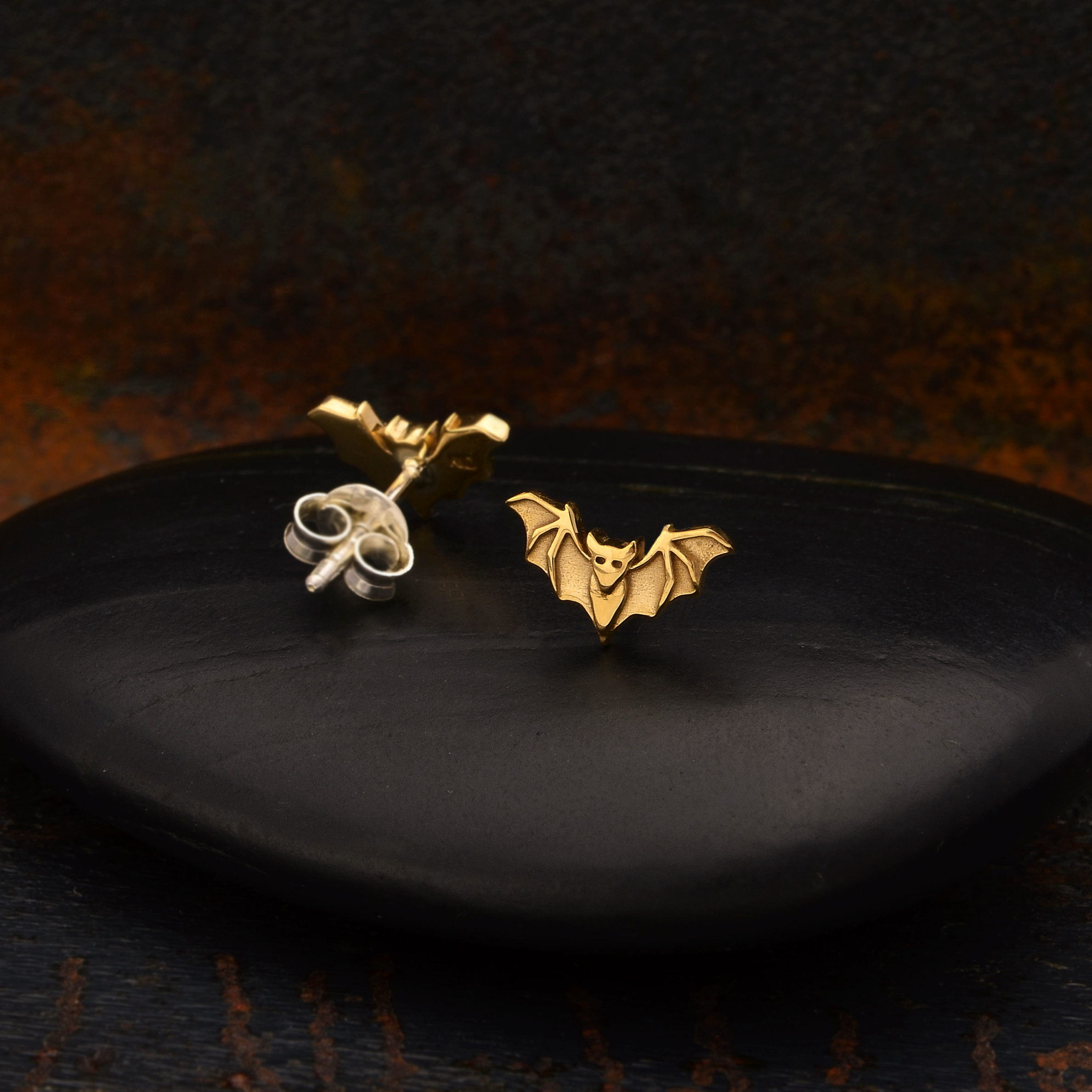 Detailed Bat Post Earrings