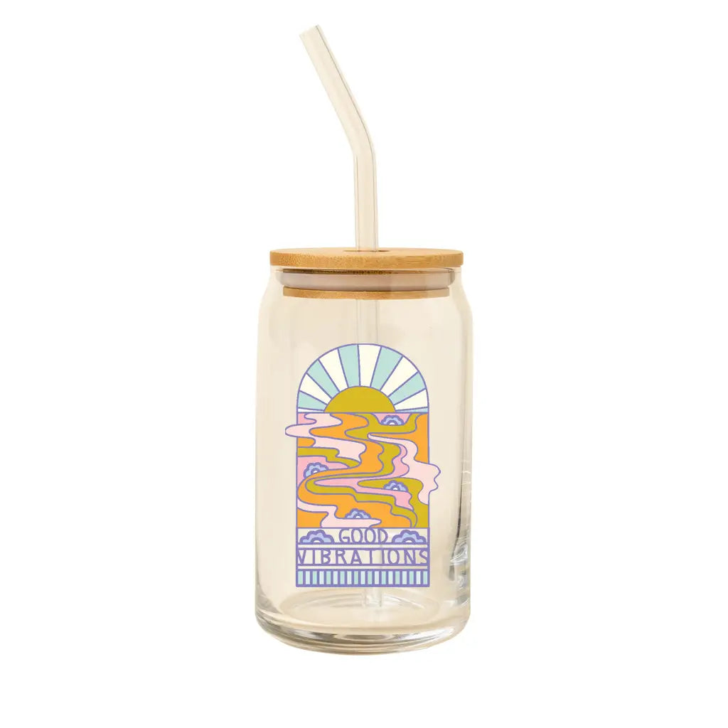 Good Vibrations Glass Can with Lid