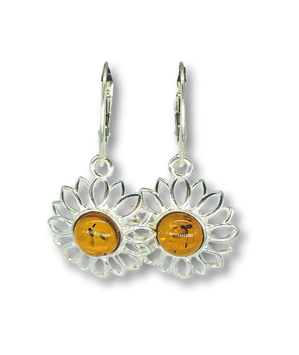 Amber Flower Earrings