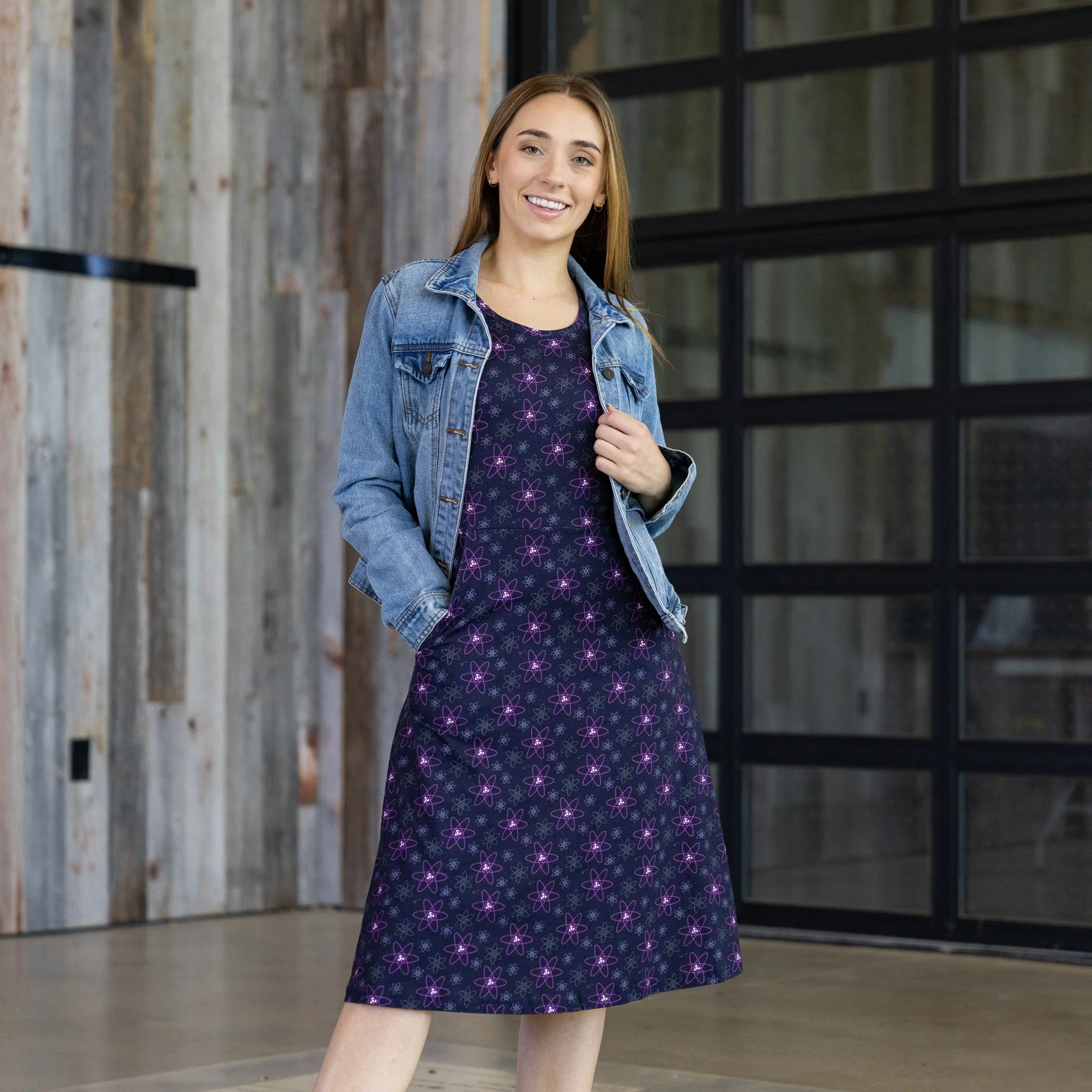 Atoms 3/4th Sleeves A-Line Dress