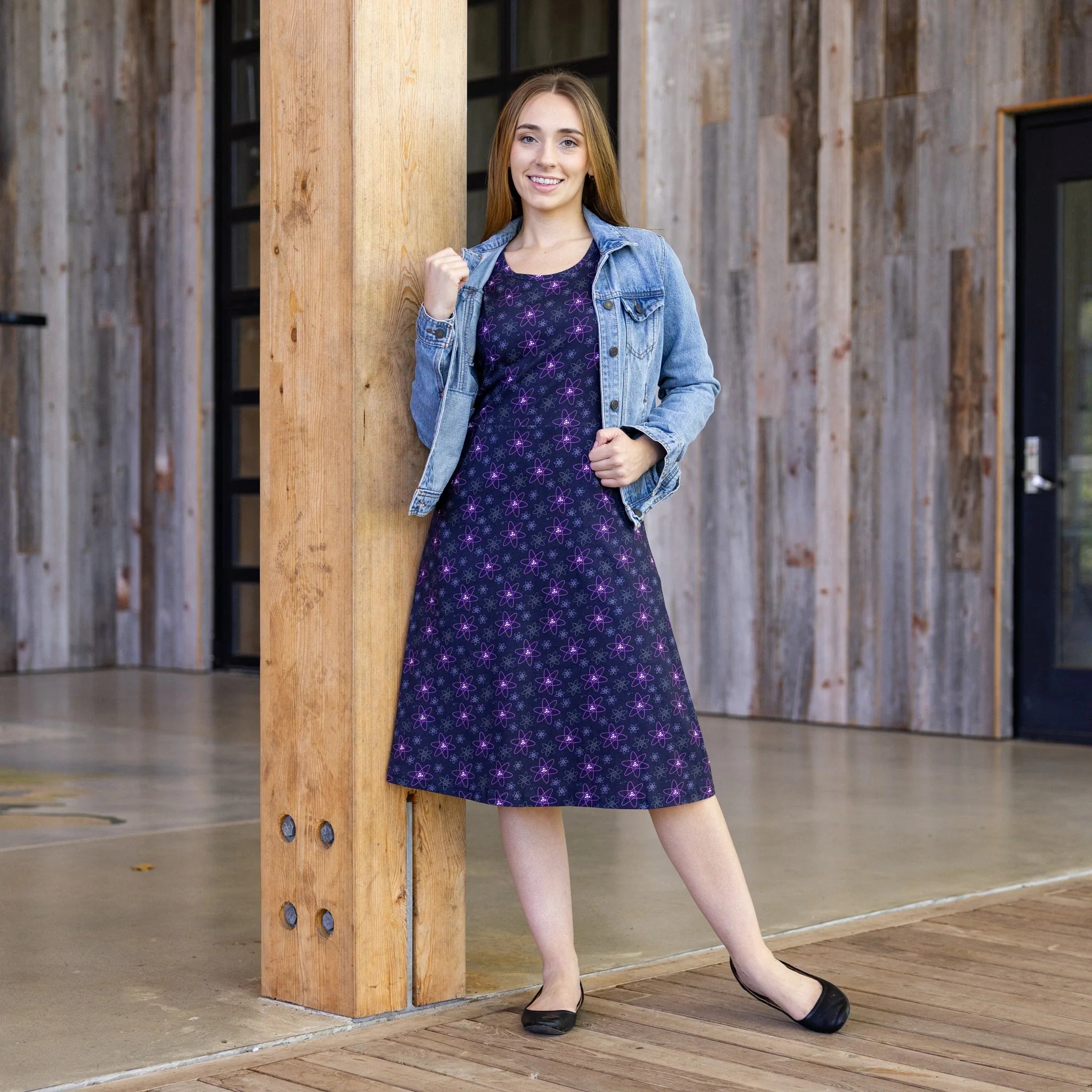 Atoms 3/4th Sleeves A-Line Dress