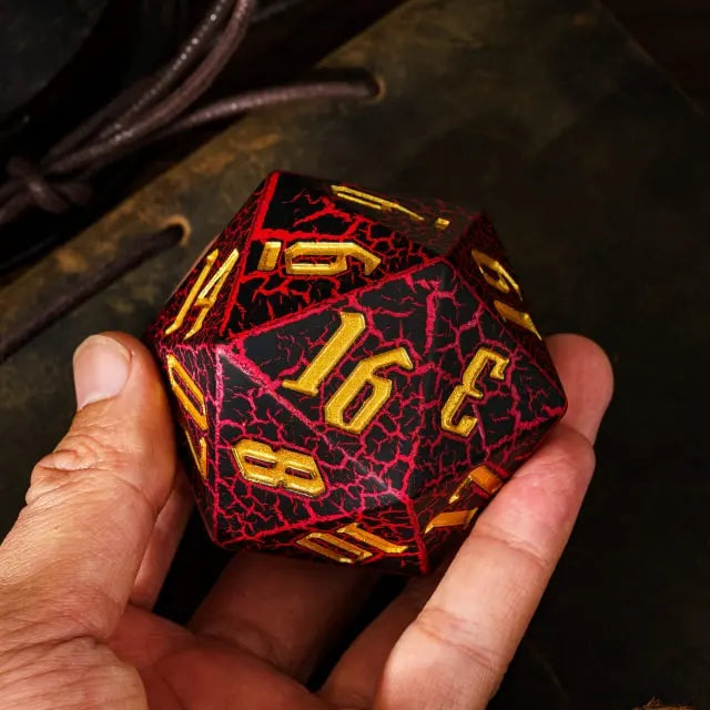 Red & Black Lava Crackle D20 Resin Dice