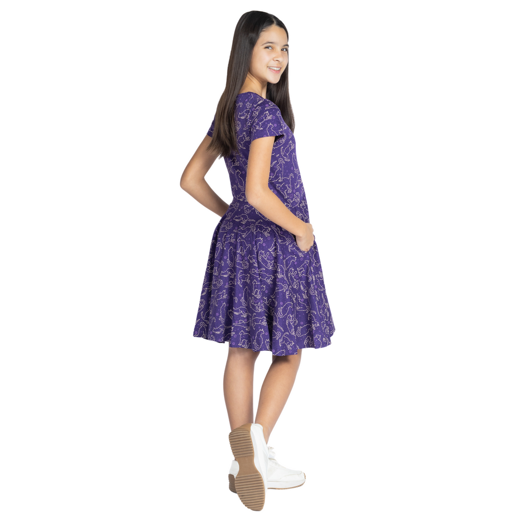 Cats Constellations Glow-In-The-Dark Kids Twirl Dress