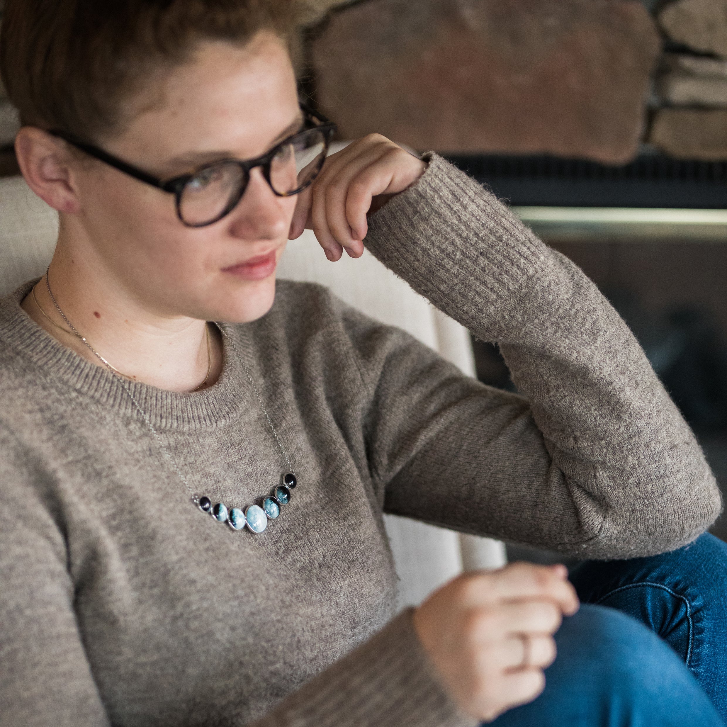 Curved Moon Phase Necklace
