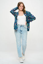 Teal Moth & Mushroom Bomber Jacket