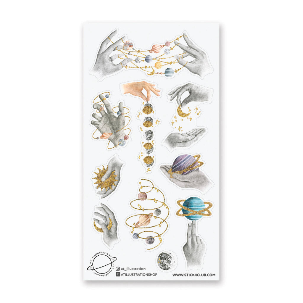 Planetary Hands Sticker Sheet