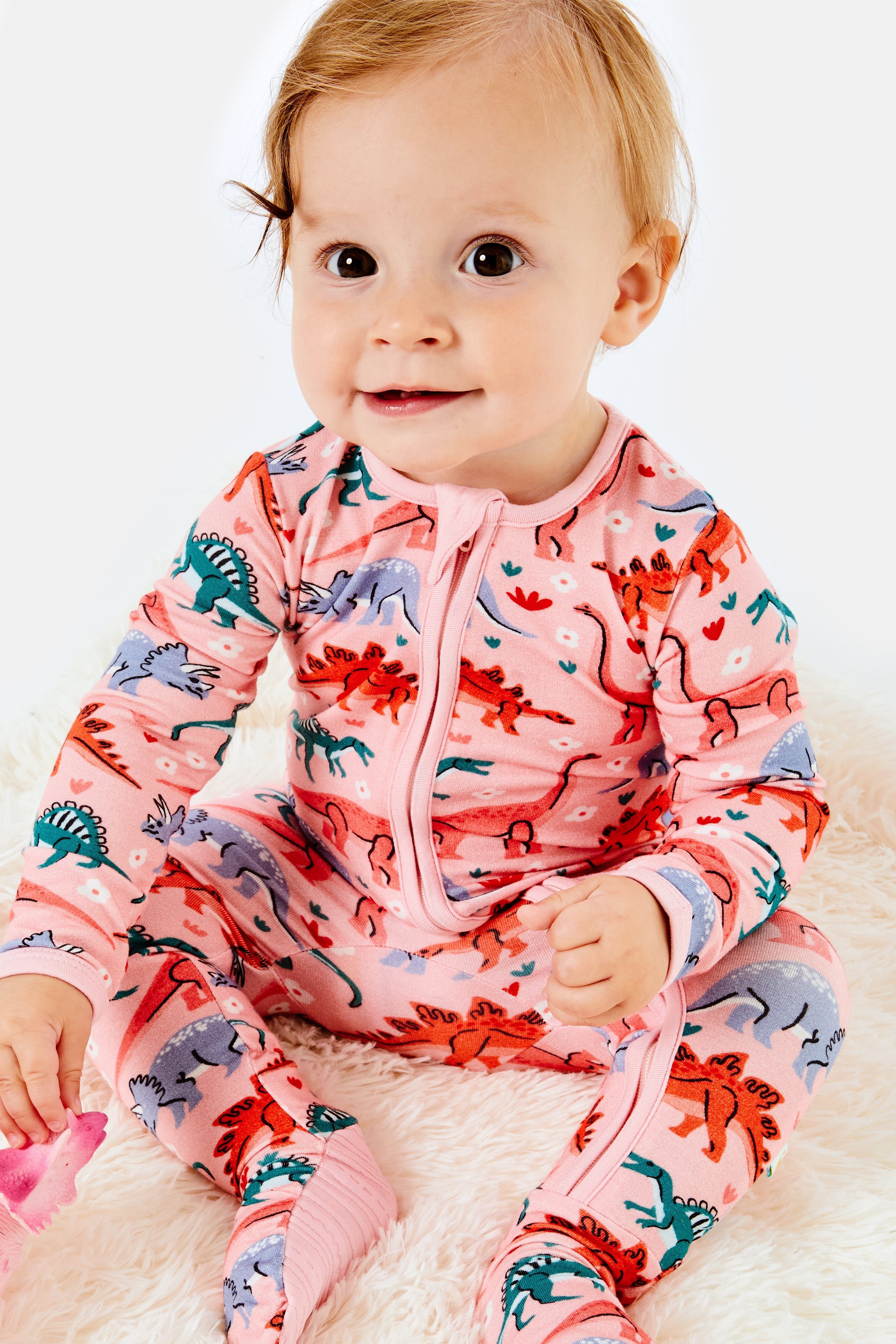 Dinosaur Garden Infant Zipper Footie Pajamas