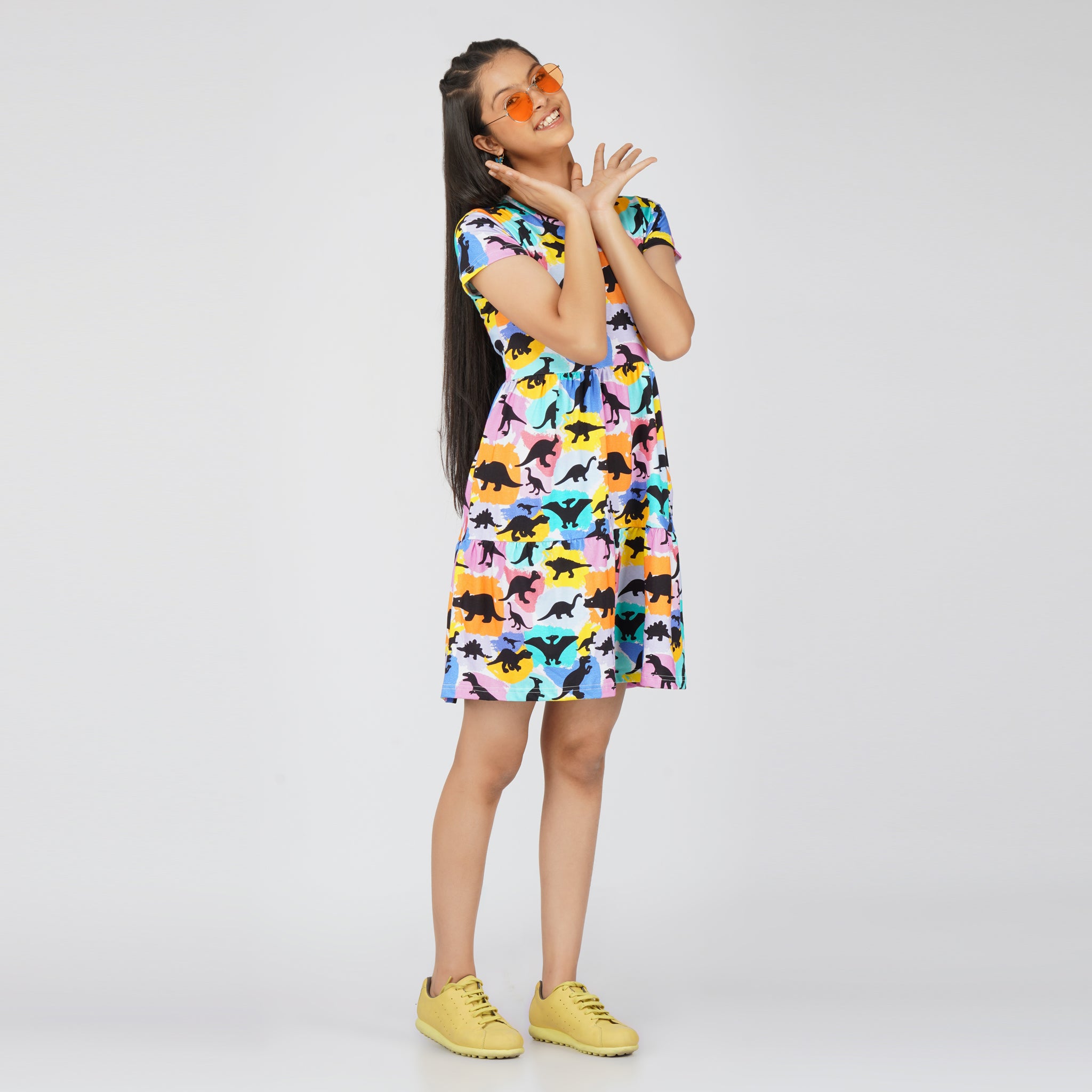 Dinosaurs & Colors Kids Tiered Dress
