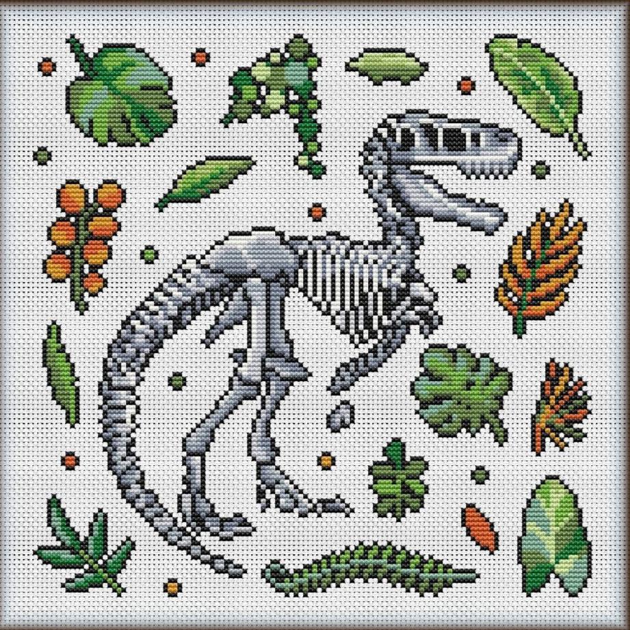 T-rex Skeleton Cross Stitch Kit